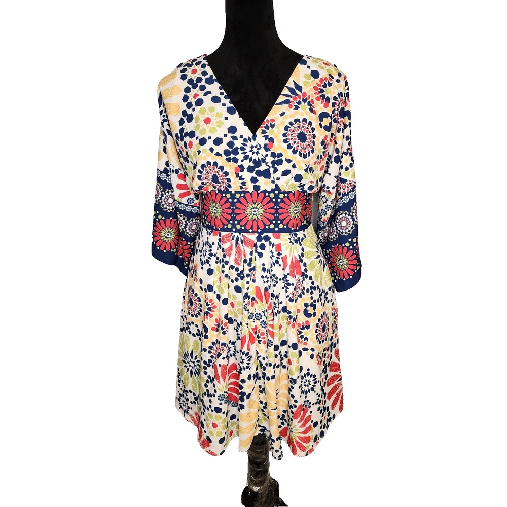 WAYWARD FANCIES Size Small eShakti Boho Floral Kimono Pockets Fit & Flare Dress